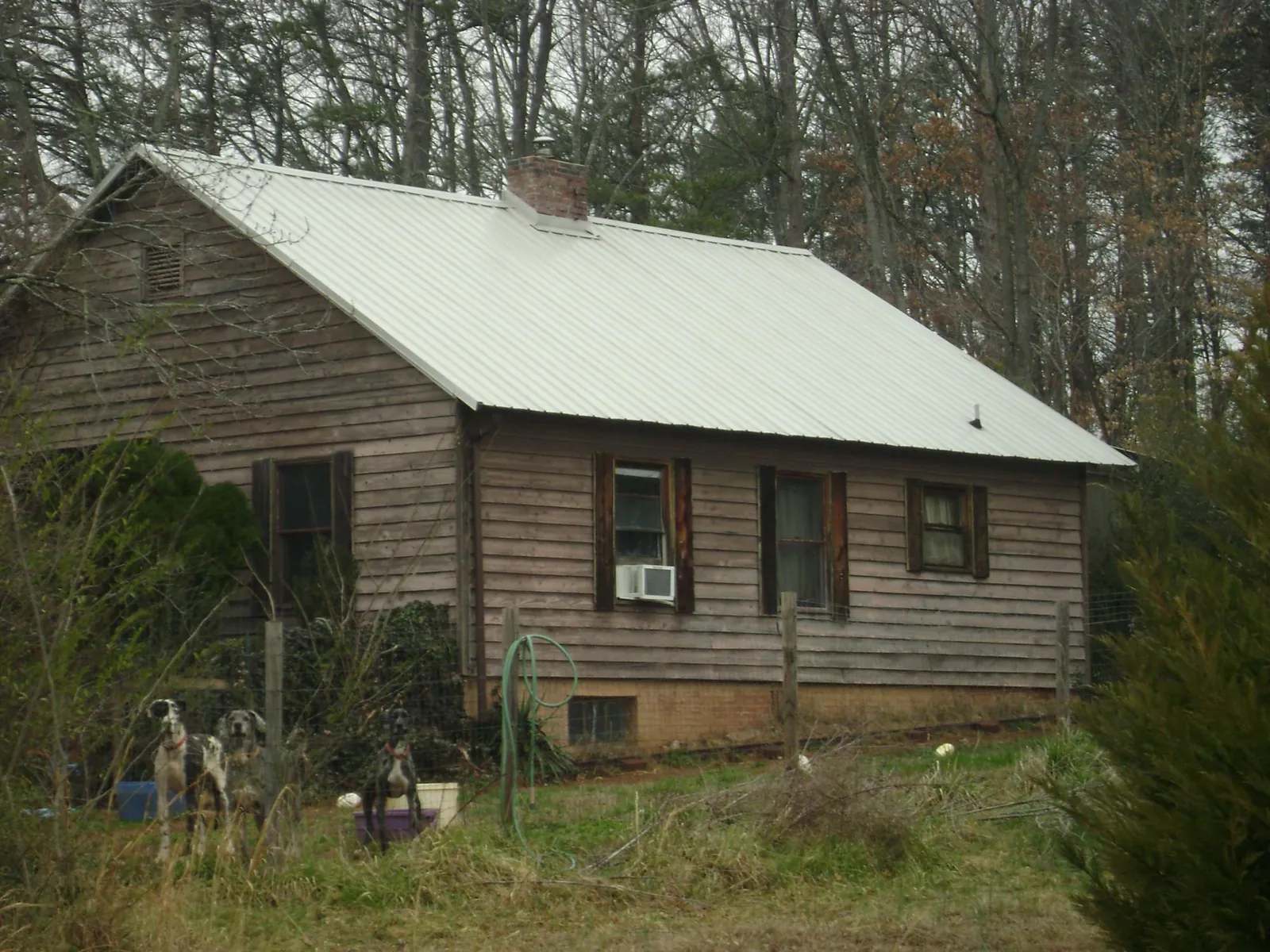 White metal roof on an old wood sided farmhouse, from a Asphalt Shingle Roof Repair job in Bally